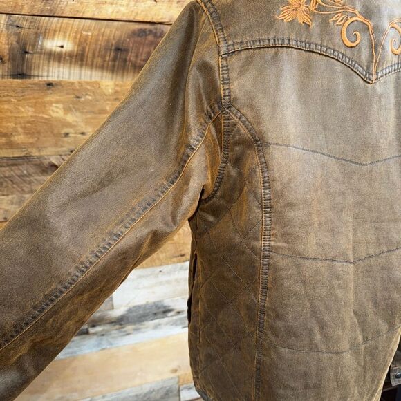 Outback Trading Company Canvas/Quilted Jacket with Floral Back Embroidery - Picture 6 of 15